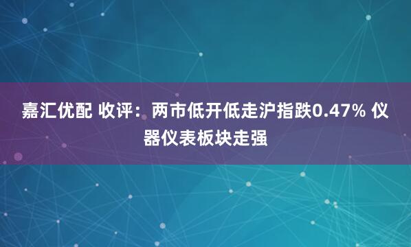 嘉汇优配 收评：两市低开低走沪指跌0.47% 仪器仪表板块走强